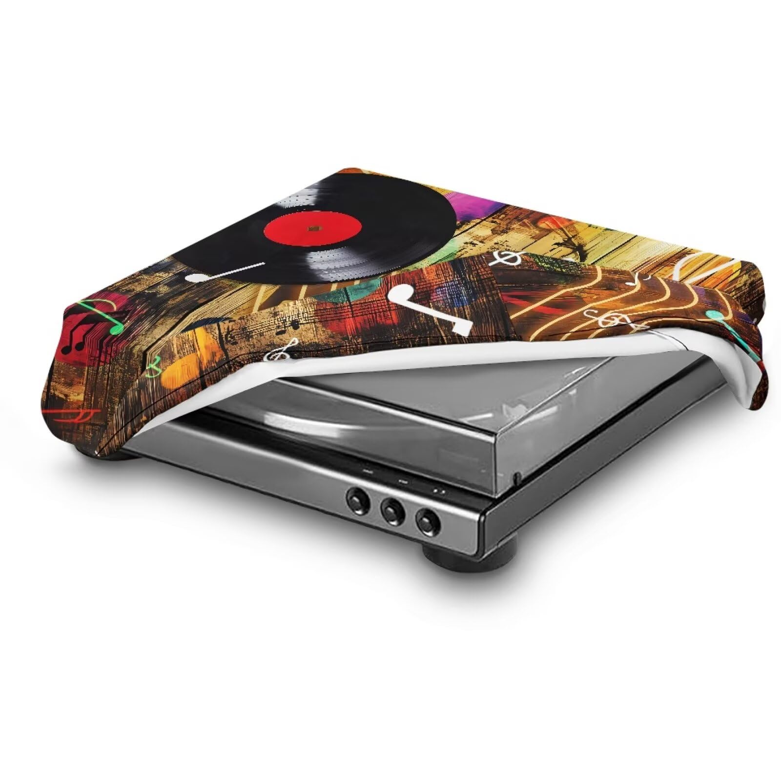 Uorisanigo Record Player Turntable Cover Record Pattern Protective Record Player Cover Suitable for Record Player Turntables SL-Q300/SL-B250 /SL-B260