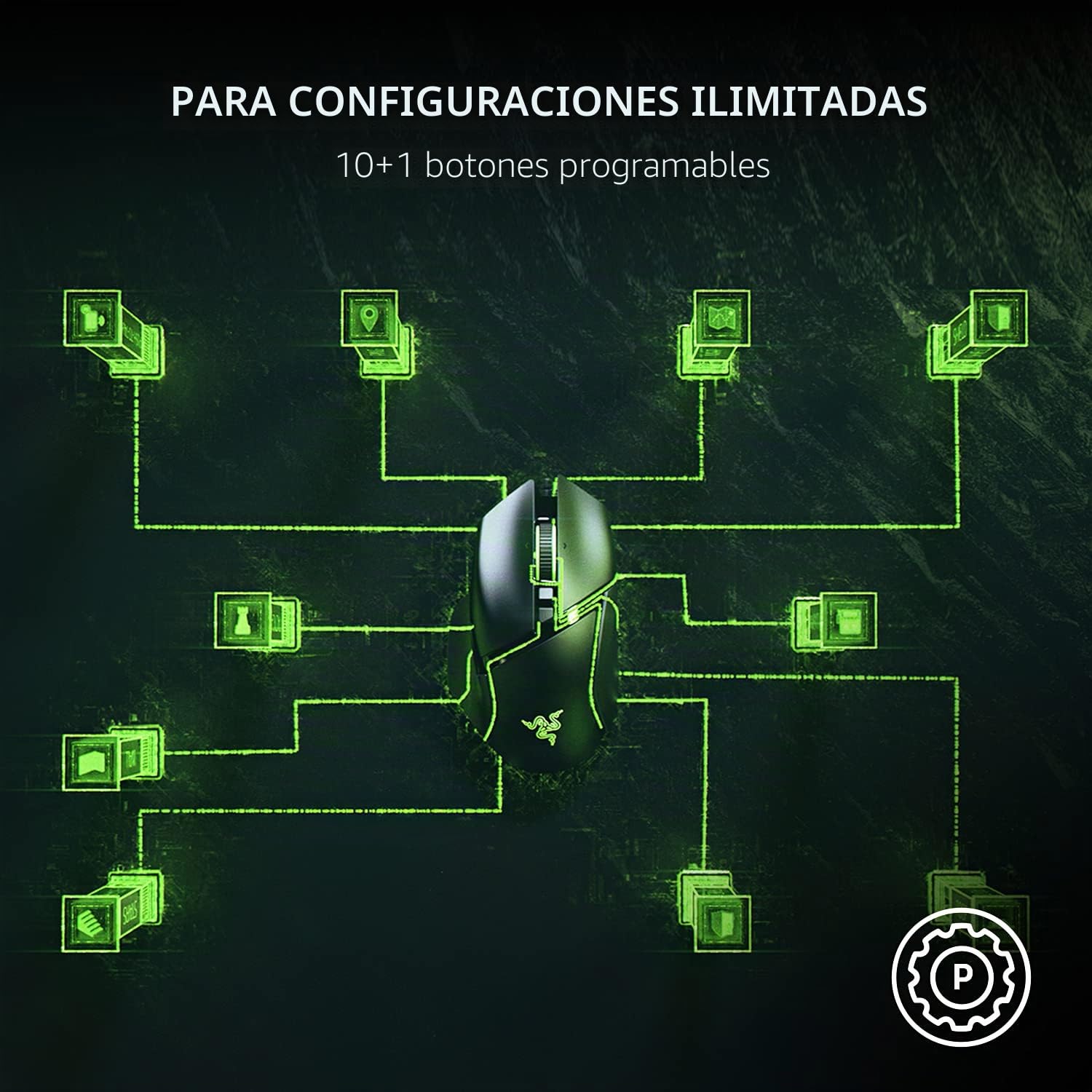 Razer Basilisk V3 - Ratón ergonómico Personalizable para Juegos con Interruptor de Mouse más rápido, Sensor óptico de 26K dpi (iluminación Chroma RGB, 11 Botones programables, Rueda de inclinación