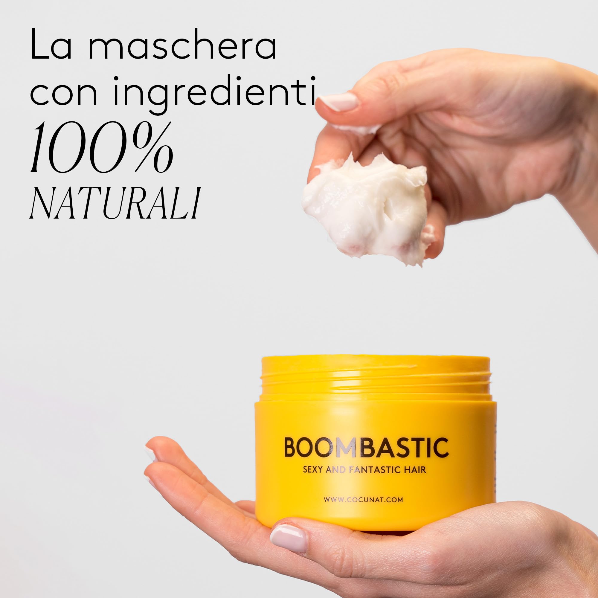 COCUNAT Boombastic + Siero Argan Maschera Capillare Anti Crespo 200+30ml | Maschera ultra nutriente con Acidi Laurico e Linoleico + Siero Argan senza risciacquo. Senza siliconi.