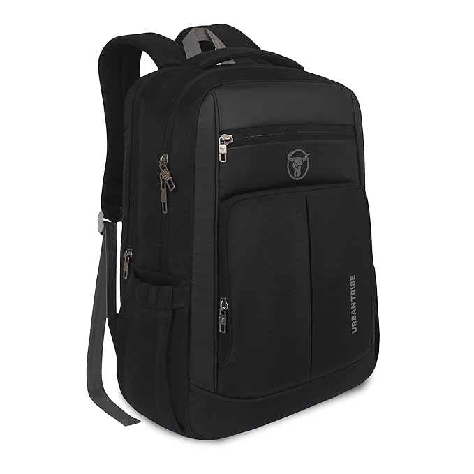 URBAN TRIBE Chrono 30L Laptop Backpack for Men Women Boys and Girls | Lightweight 450g | Fits 15.6” Laptop | Water-Resistant College, Office & Travel Bag with Organizer Pockets & Key Holder – Black