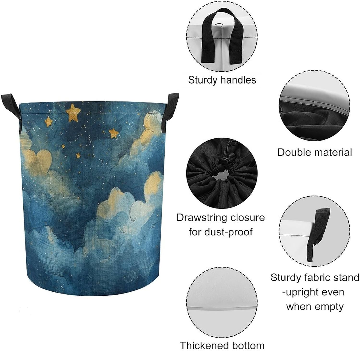 Laundry Basket Hamper Waterproof Dirty Clothes Hamper Unique Scenery Images Collapsible Washing Bin Clothes Bag with Handles Freestanding Laundry Hamper for Bathroom Bedroom Dorm Travel image 4