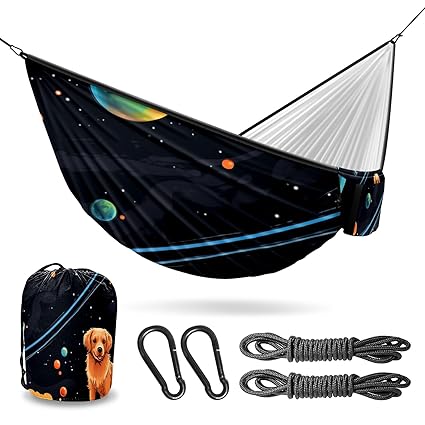 Vigetue Camping Hammock Double & Single Portable Hammocks with 2 Tree Straps, Great for Hiking,Backpacking,Hunting,Outdoor,Beach,Camping, Dog (19)