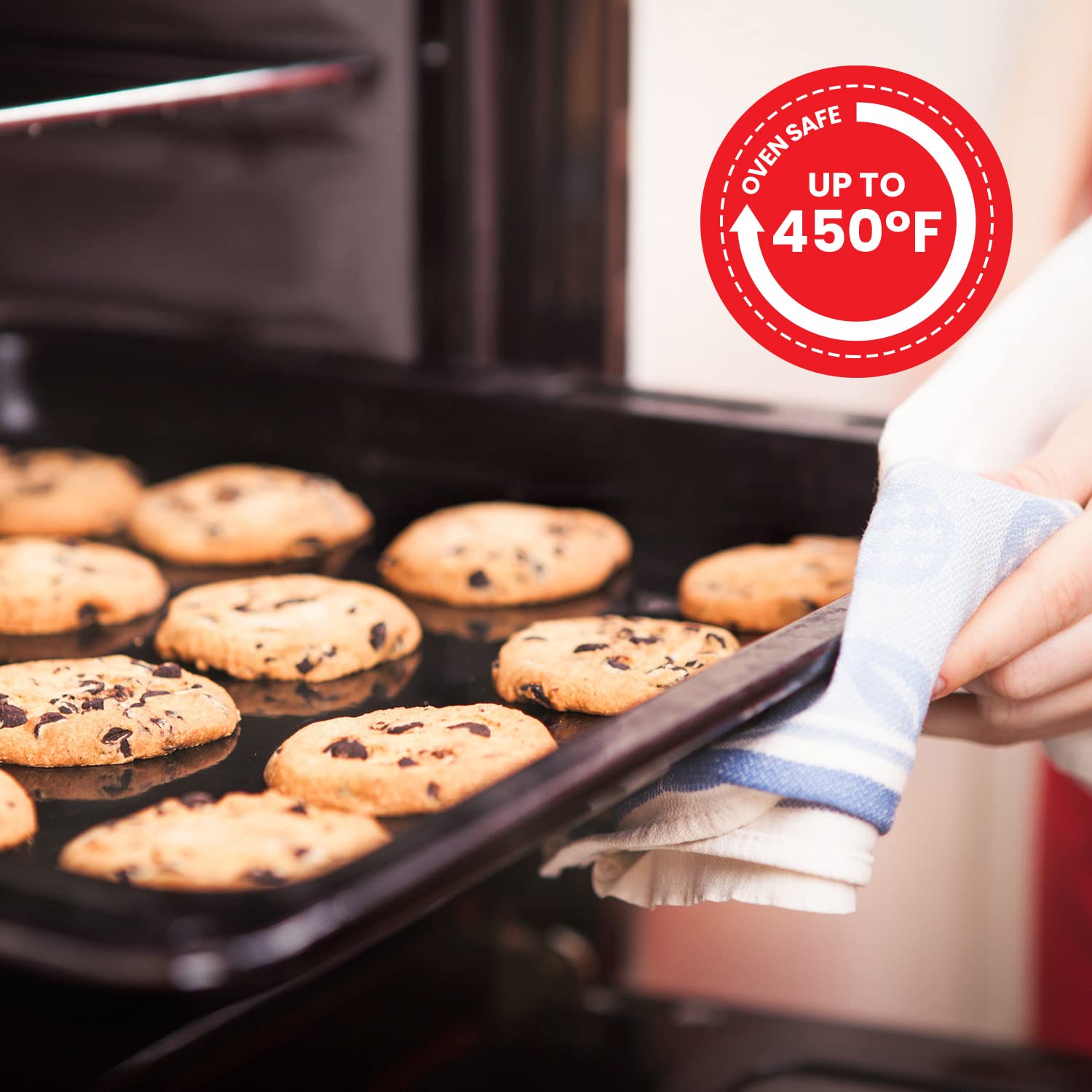Amazon.com: 10-Piece Baking Pans Set Nonstick, Bakeware Set With Baking  Pan, Cookie Sheet Set, Muffin Pan, Cake Pan, and Pizza Pan, Oven Safe Up to  450°F (Ceramic Coated Black): Home & Kitchen