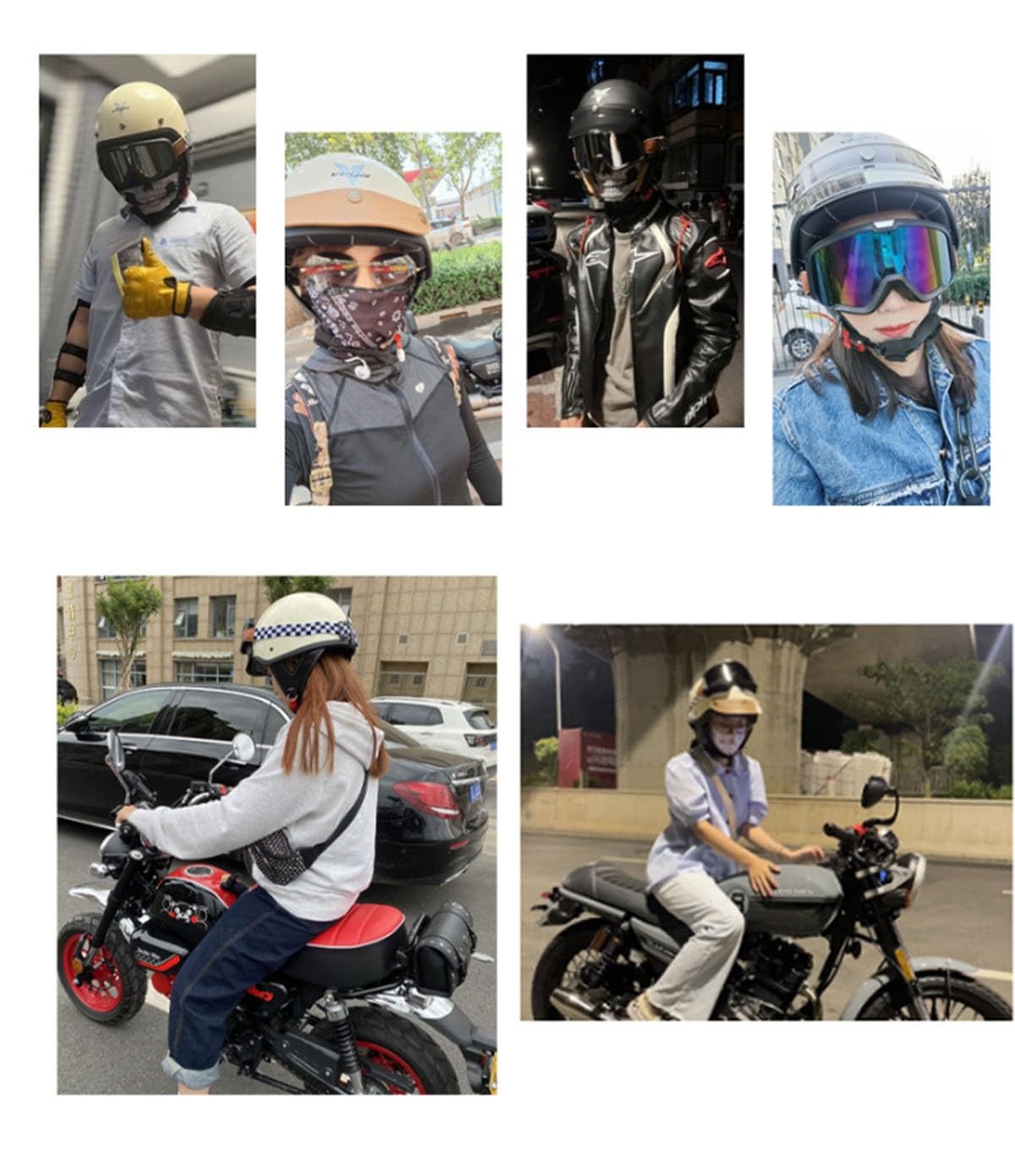 Vintage Cascos Motocicleta Cascos Half-Helmet con Gafas Protección Casco Abiertos De Moto For Hombres Y Mujeres ECEDOT Homologado Scooter Medio Casco De Moto Jet