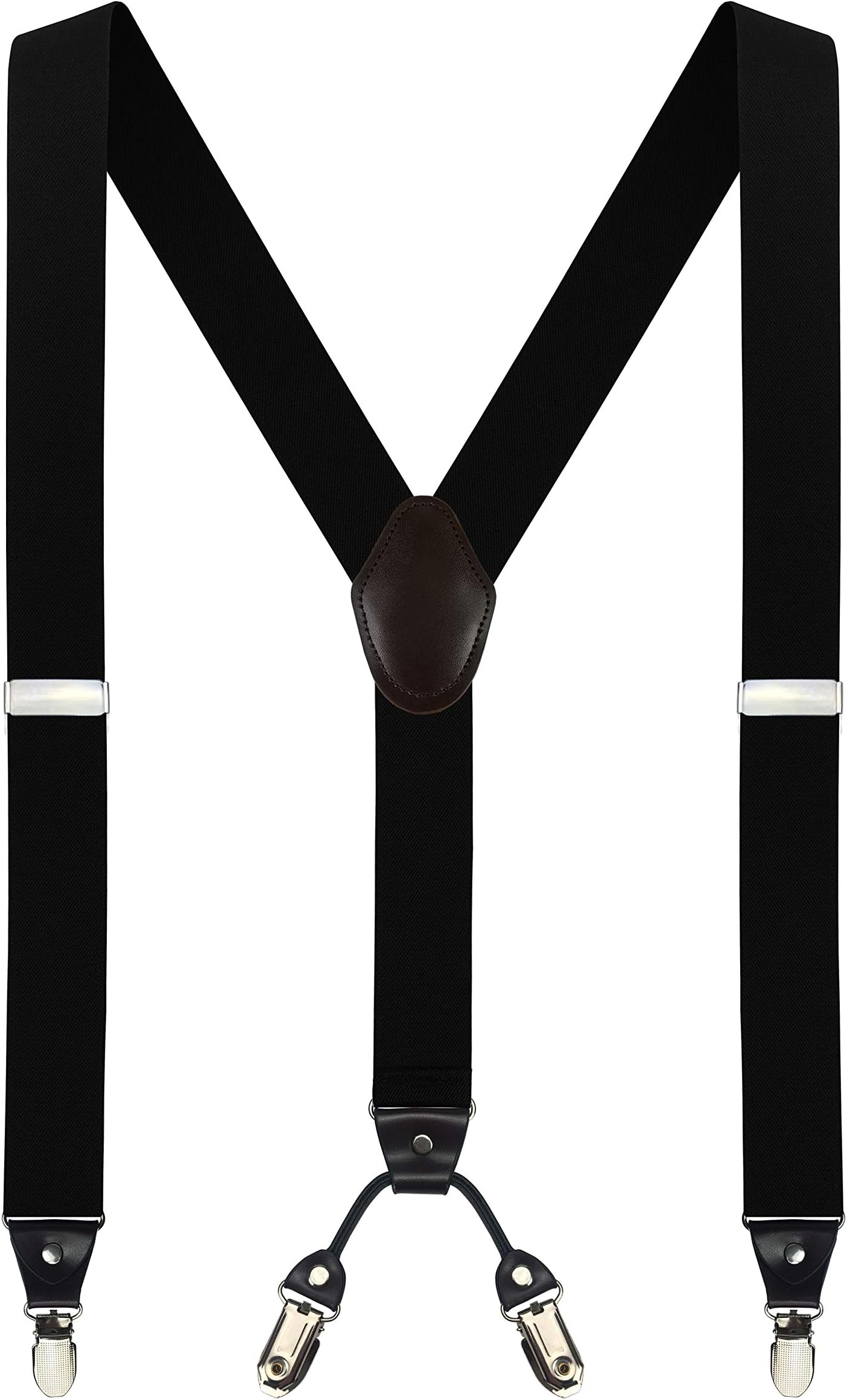 Men's Y-Back 1.4 Inches Wide 4-Clips Adjustable Suspenders