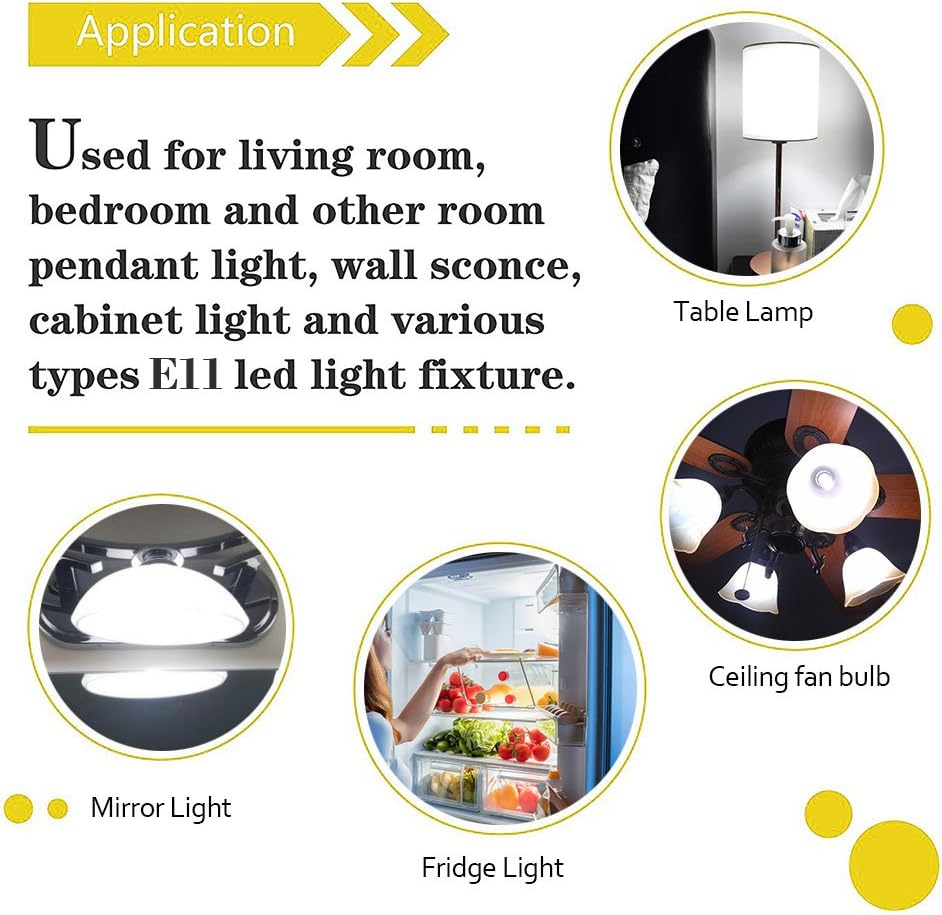 [4-Pack] E11 led Bulb, 75W or 100W Equivalent Halogen Replacement Lights,850 Lumens, Daylight White 6000K, Replaces T4 /T3 JD e11 Light Bulb.