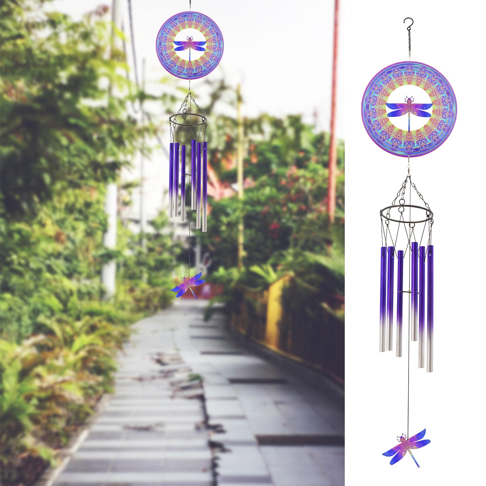 Windspiel mit Libelle Wind Spinner, Geschenke für Männer, Frauen, Ruhestand, Lehrer, Eltern - Outdoor Hanging Decor Clearance für Garten, Terrasse, Hinterhof oder Veranda