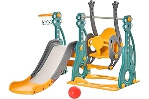 Toddler Slide and Swing Set: Indoor/Outdoor Playset for Ages 1.5-3 by Qaba