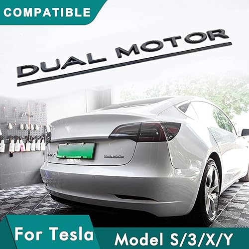 Vista 28 de Adhesivo de emblema de motor dual del modelo 3 Y, accesorios de letras compatibles con Tesla Model 3/Y/S/X (rojo)