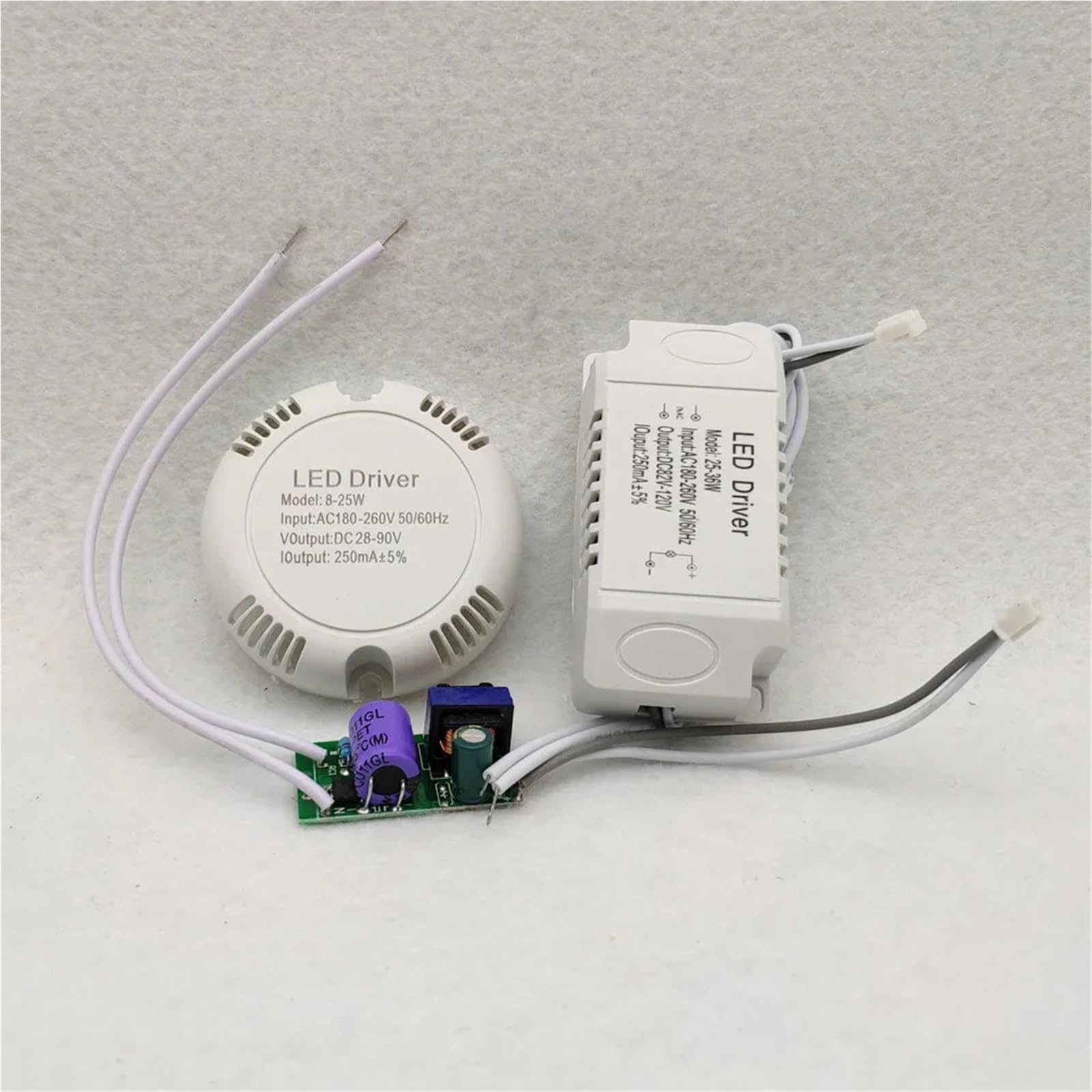2 pezzi 230mA 25-36w 8-25W Driver LED da soffitto 220v Driver a scatola rotonda Trasformatore di illuminazione for faretti da soffitto fai da te(8-25W 220mA)