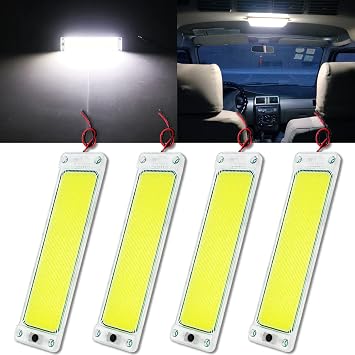 Interior Light Bar with Plastic Cover COB 108 SMD DC12-36V LED Strip Lights with ON/Off Switch for Camper Truck Van RV Trailer Boat Cabinet Lights with Double-Sided Tape/Screw 4-Pack White