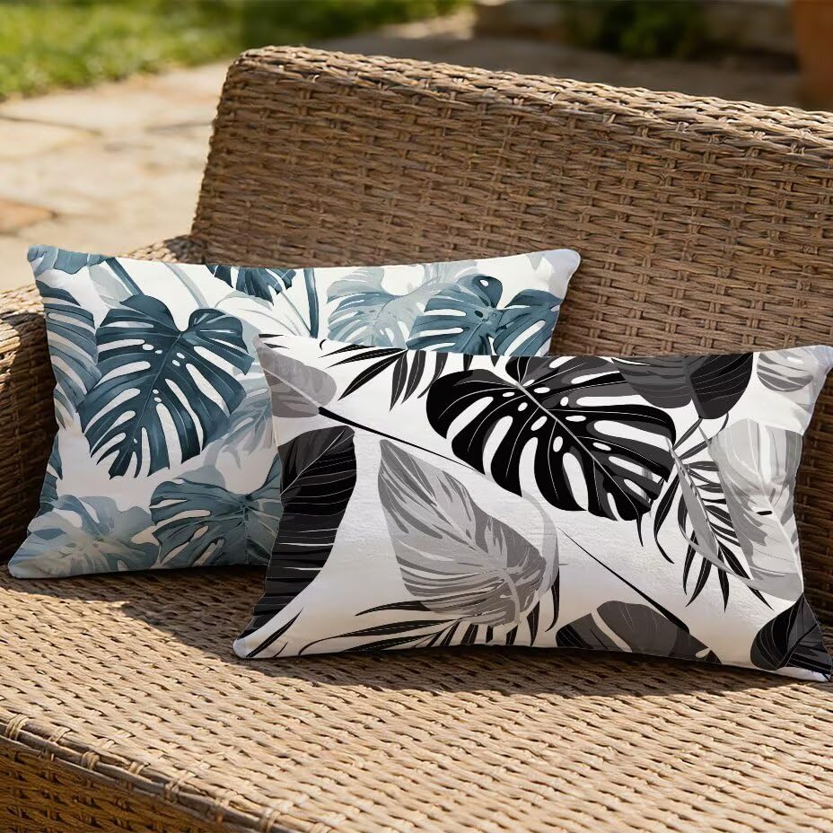Coussin de Jardin Imperméable Anti-Tache Housse Blanc Rectangulaire - 2