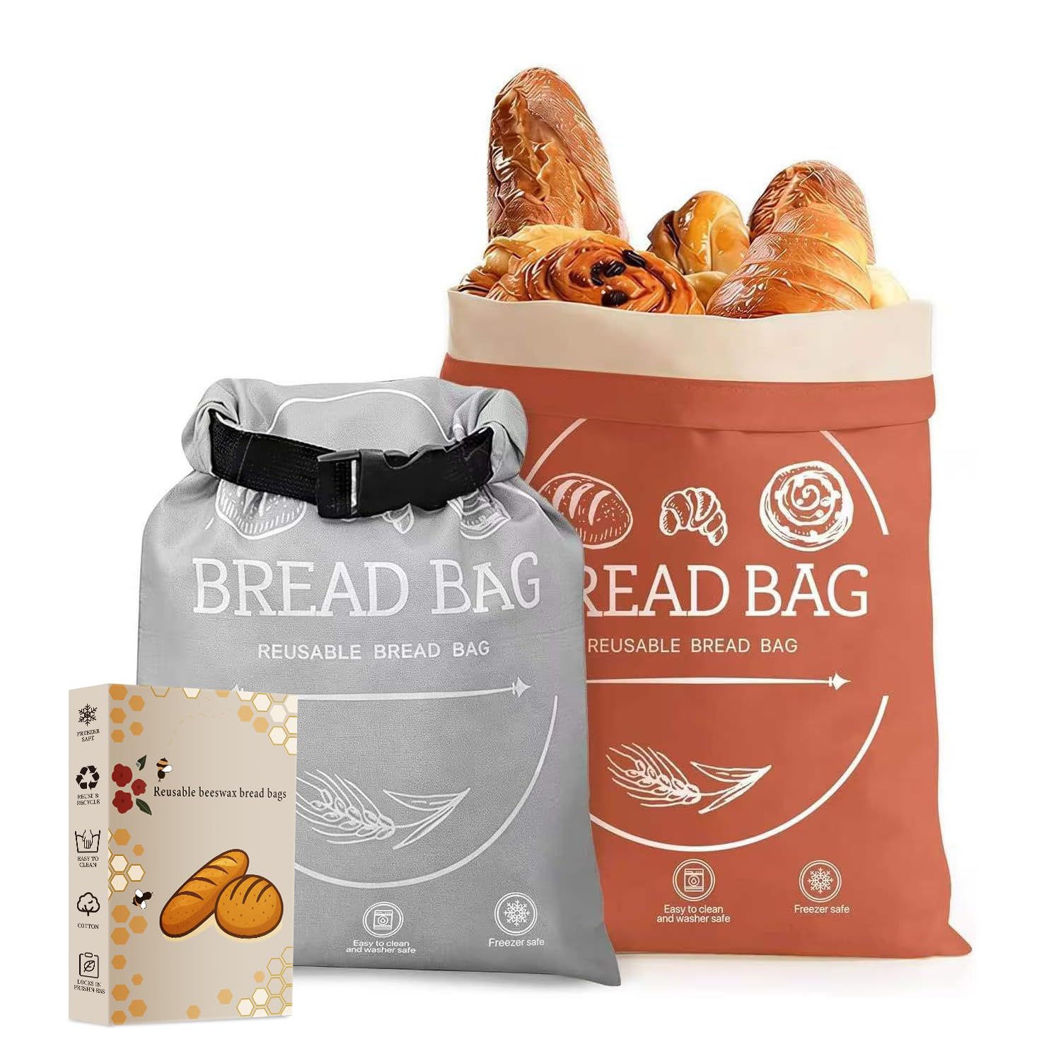 LDJRCP Linen Beeswax Bread Bags 2 Pack