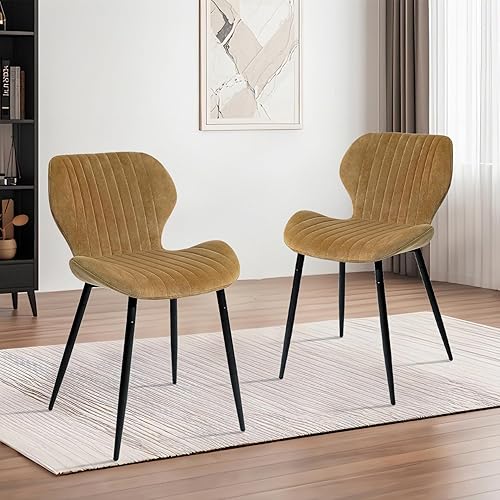 Miniatura 9 de CangLong Juego de 4 patas de metal tapizadas de estilo moderno de mediados de siglo para cocina, sala de estar, comedor, color marrón