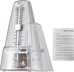 Metrônomo para piano, guitarra e bateria. Metrônomo mecânico universal com marca. Velocidade de batida portátil e ajustável. Leve com som alto para todos os instrumentos musicais. A (branco)