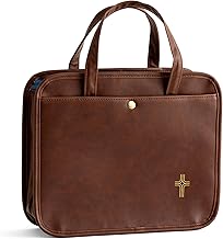 DaySpring - Gold Cross - Faux Leather Bible Tote and Organizational Bag (J6871)