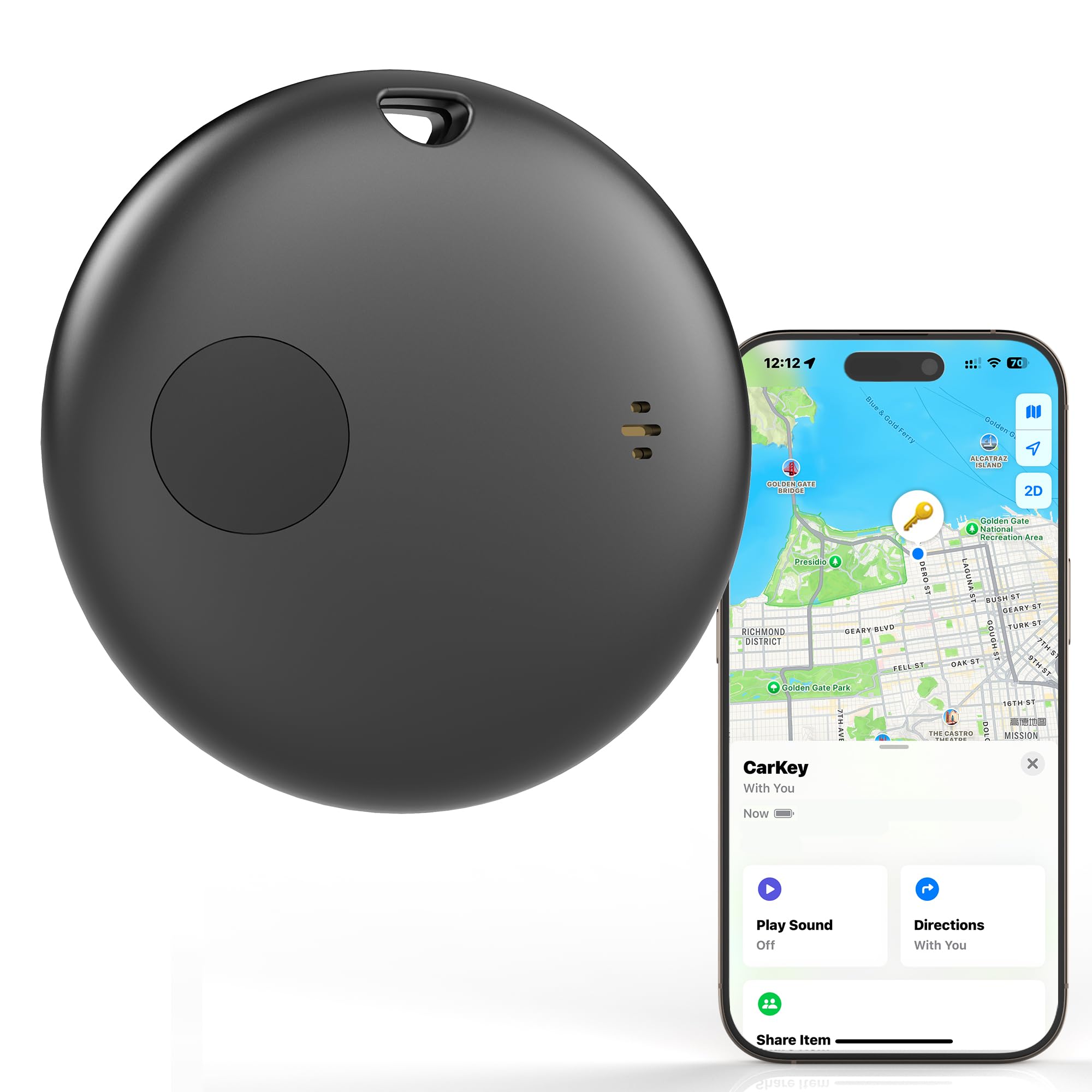Midlocater Air Tag Smart Bluetooth Tracker with Apple Find My (iOS Only), GPS Tracker Tags, Key Finder and Item Locator for Keys, Bags, Luggage, IP67, 1 Pack