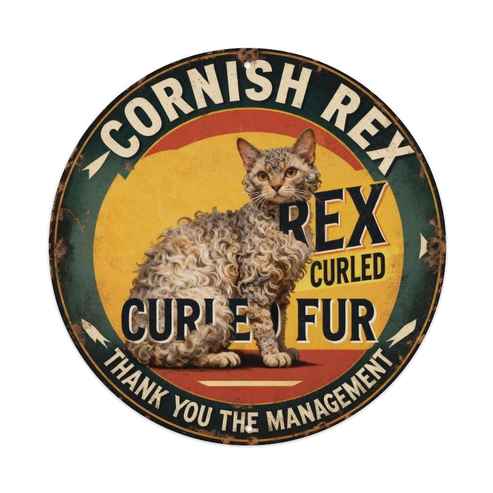 Cornish Rex Curled Fur Metal Tin Sign Plaque
