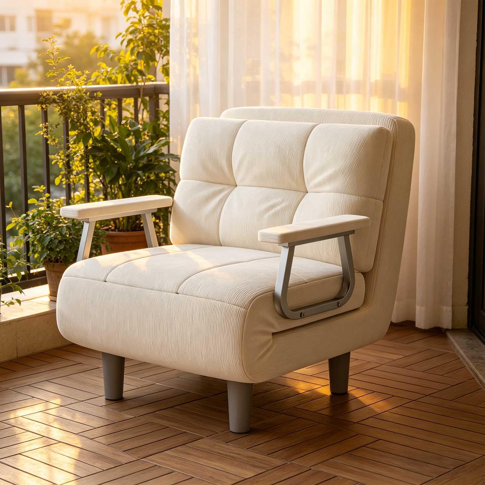 Sofá cama plegable 3 en 1 sillón individual con respaldo de 5 posiciones para apartamento