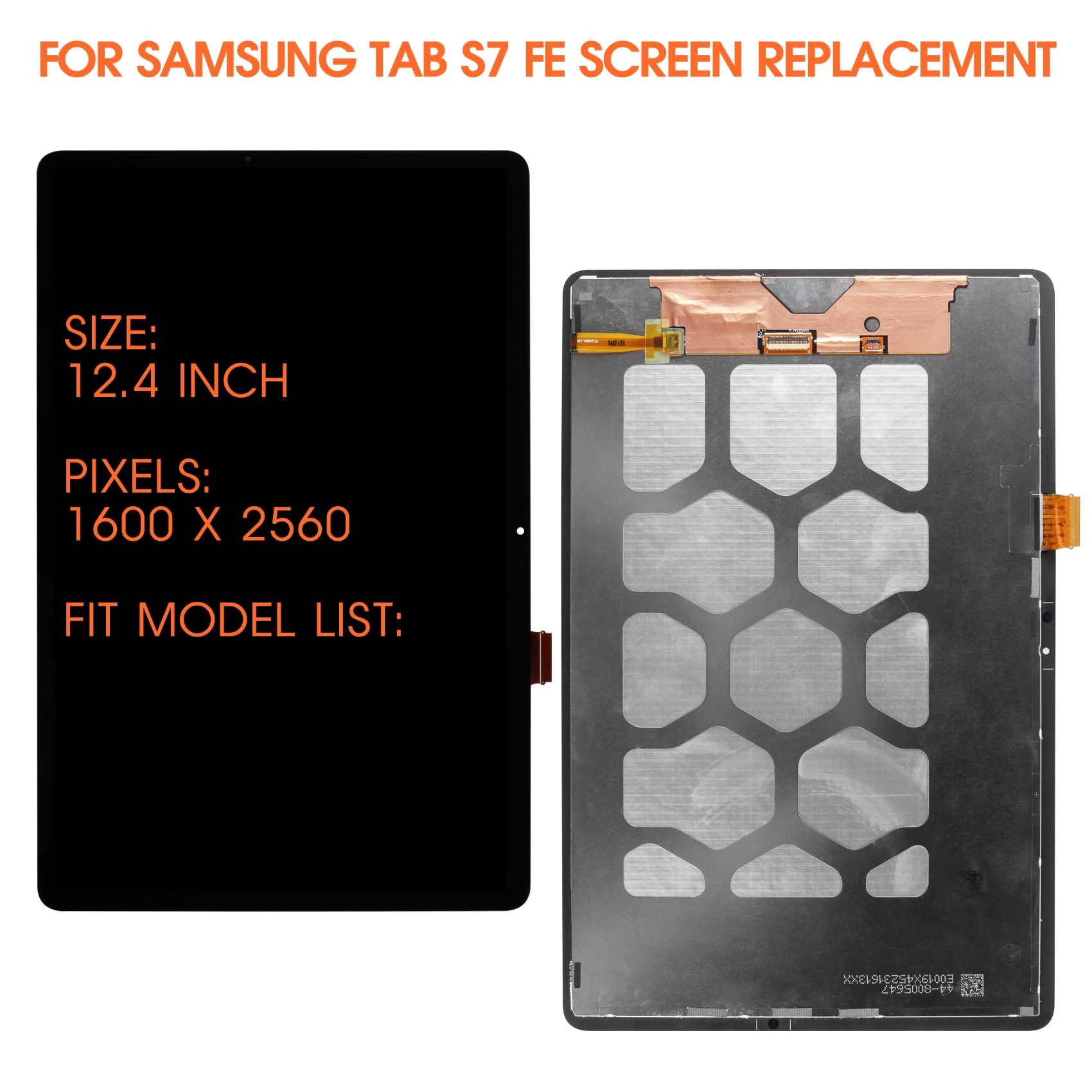 for Samsung Galaxy Tab S7 FE Screen Replacement for Samsung Tab S7 FE LCD Display SM-T733 SM-T735 SM-T730 LCD Digitizer Assembly Repair Part with Tools