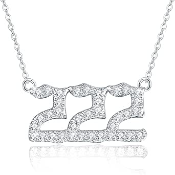 TUGHRA 222 Necklace for Women Girls Xmas Gift 925 Sterling Silver Angel Number Necklaces Numerology Jewelry Gifts Dainty 5A Cubic Zirconia Christmas Gift for Women Girls