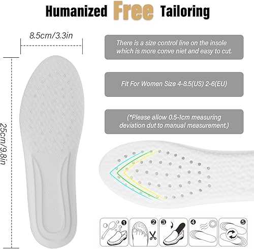 Miniatura 7 de 1 par de plantillas de espuma viscoelástica para zapatos, insertos de absorción de impactos, soporte de arco, plantillas deportivas, plantillas de