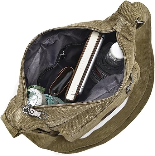 Miniatura 3 de Bolsa de mensajero pequeña de lona, bolsa de hombro casual, bolsa organizadora de viaje, bolso multibolsillo, bolso cruzado