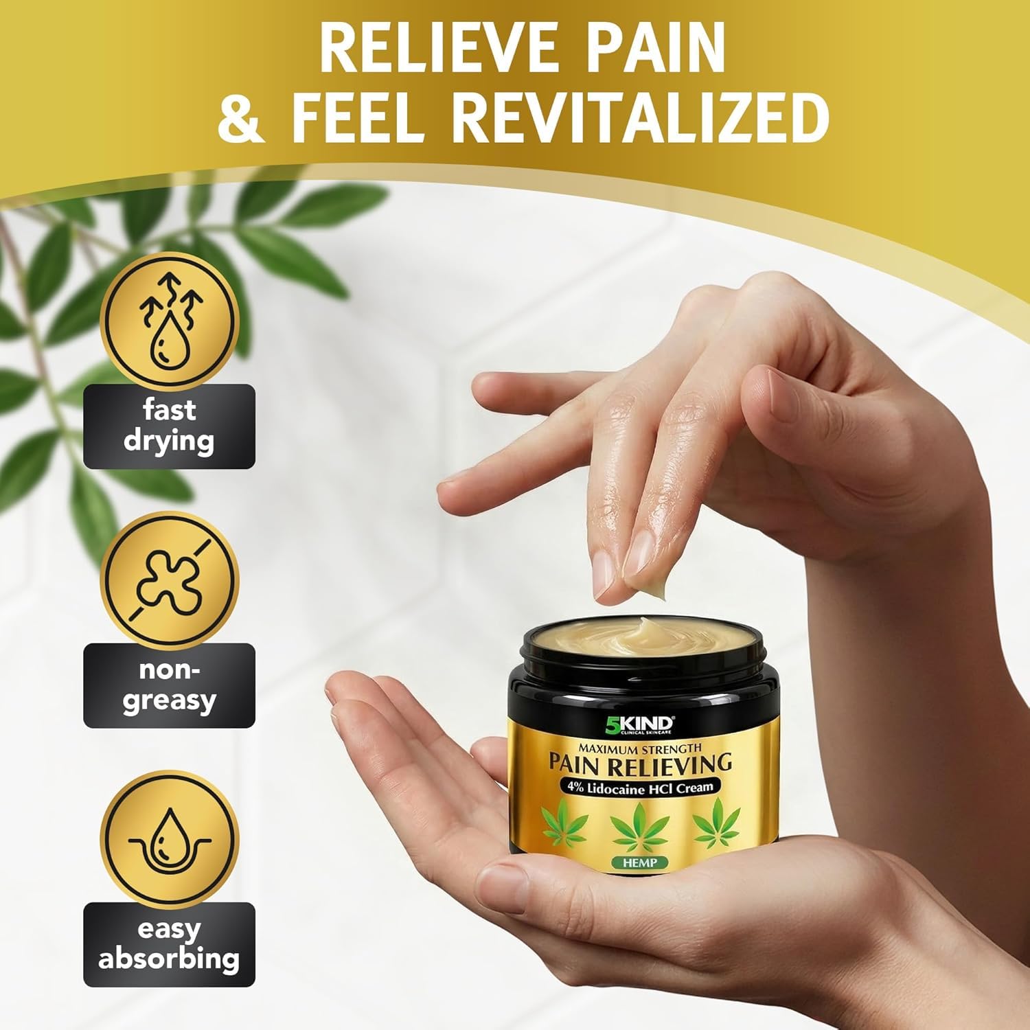 5Kind Extra Strong Lidocaine Cream with Hemp 10.1 fl oz Pain Relief Cream — Amazon image 5