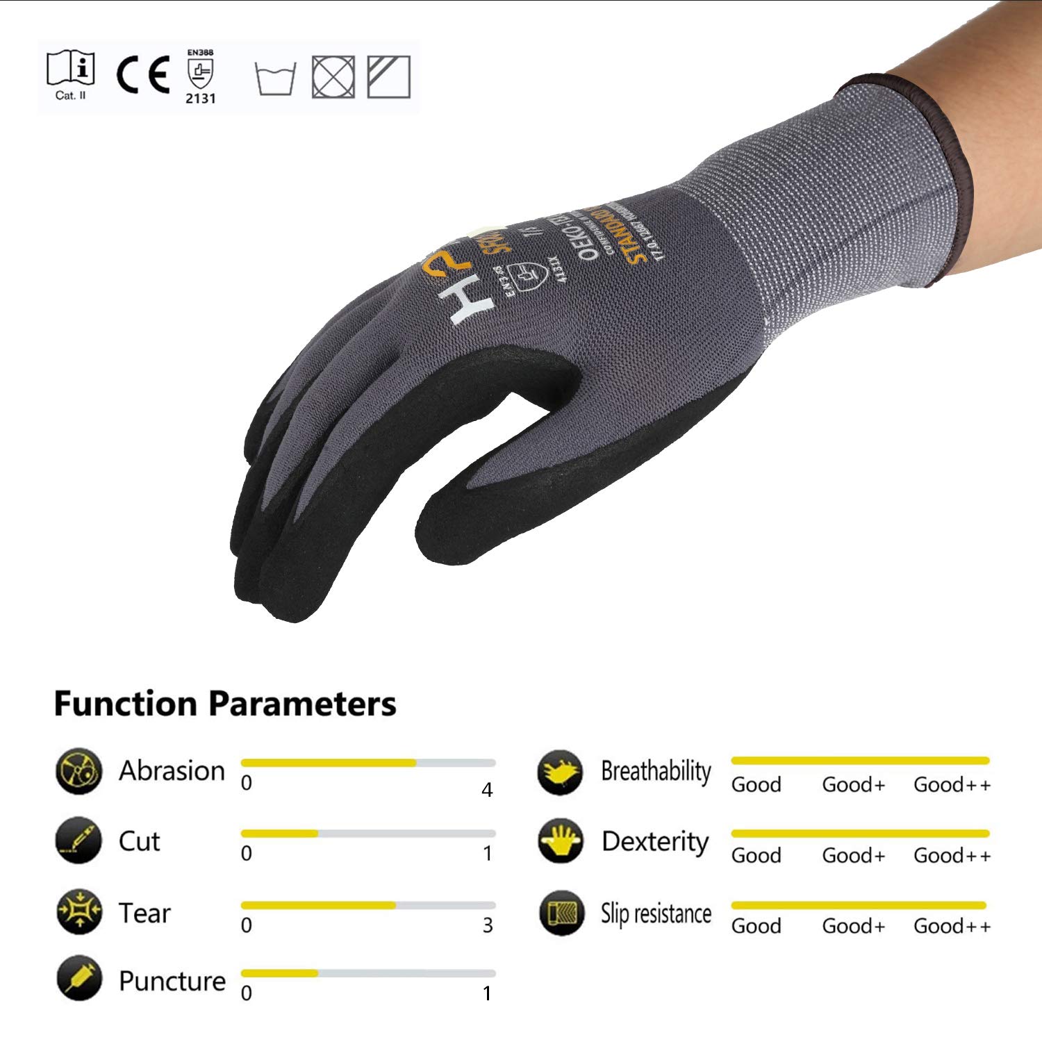 Arbeitshandschuhe - HPHST SF001TS Handschuhe 12 Paar Montagehandschuhe für Damen und Herren Gloves Ergonomisches Design Smart Touch Gartenhandschuhe Größe 9/L
