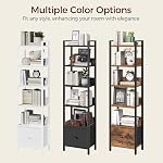 MAHANCRIS Bookshelf, 6 Tier Tall Narrow Bookcase with Drawer, Industrial Shelf Storage Organizer, Display Shelving Unit for Living Room, Home Office, Study, Black BKHB66101