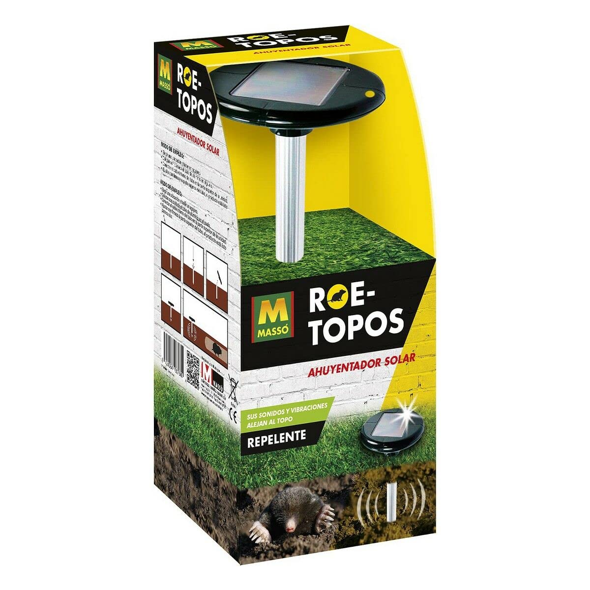 Roe 231458 - Repelente Solar para Topos, 15.5 x 35 x 15.5 cm, Color Negro
