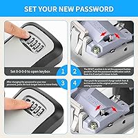 Vista 4 de Security Key Lock Box with Resettable Code 4 Digit Combination Lockbox for House Keys Wall Indoor Outdoor Storage Mounted Safe Outside Portable