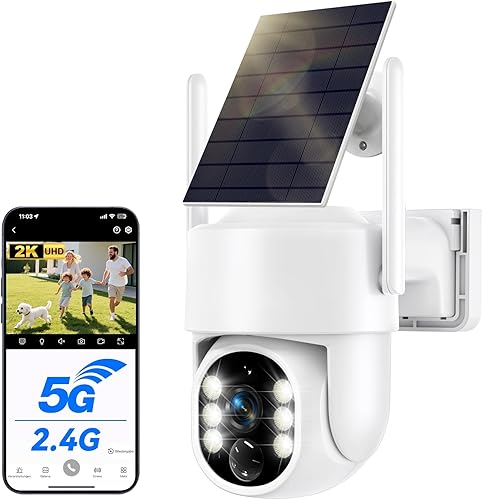 Miniatura 8 de Cámaras de seguridad solares inalámbricas para exteriores, cámaras WiFi alimentadas por batería 5G para seguridad del hogar, cámara solar para