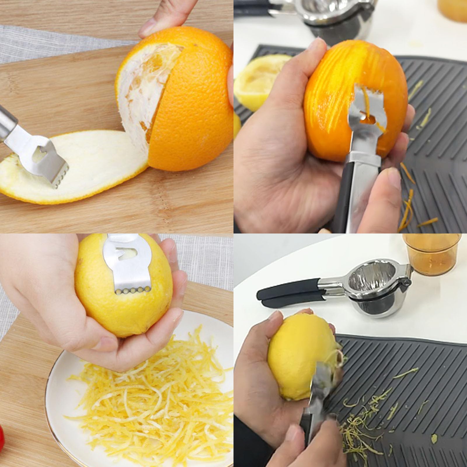 Spremiagrumi Manuale in Acciaio Inox con Zester, Spremilimone per Limoni e Lime, Manici Ergonomici, Lavabile in Lavastoviglie