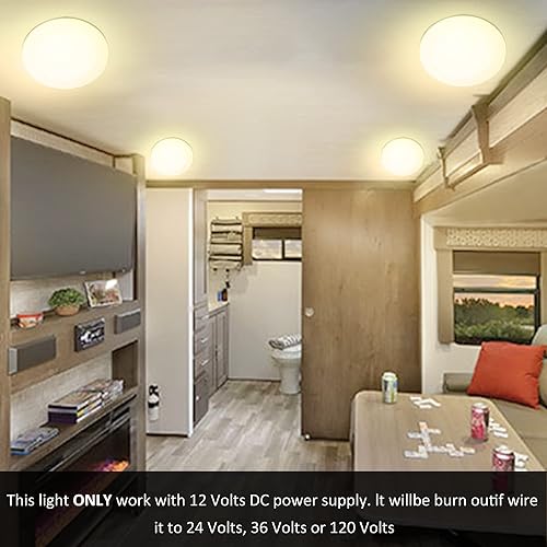 Miniatura 2 de Facon Luz LED de disco de 6.5 pulgadas, 12 V, 4 paquetes de luz de montaje empotrada delgada de aluminio, luz interior de 12 V CC para RV, cámper,