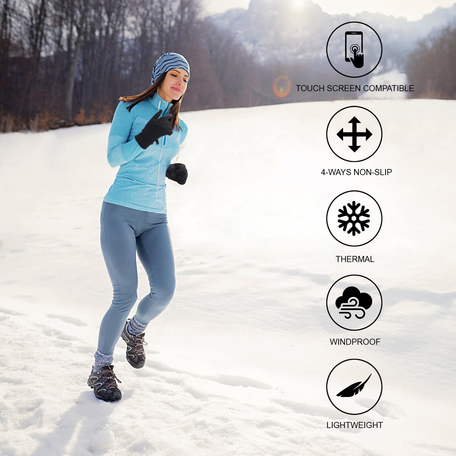 Wzzjkit Gants D'Hiver Chauds Écran Tactile Gants De Conduite Pour Temps Froid Gants De Sport Coupe-Vent Pour Cyclisme Course Ski Randonnée Escalade Hommes Femmes