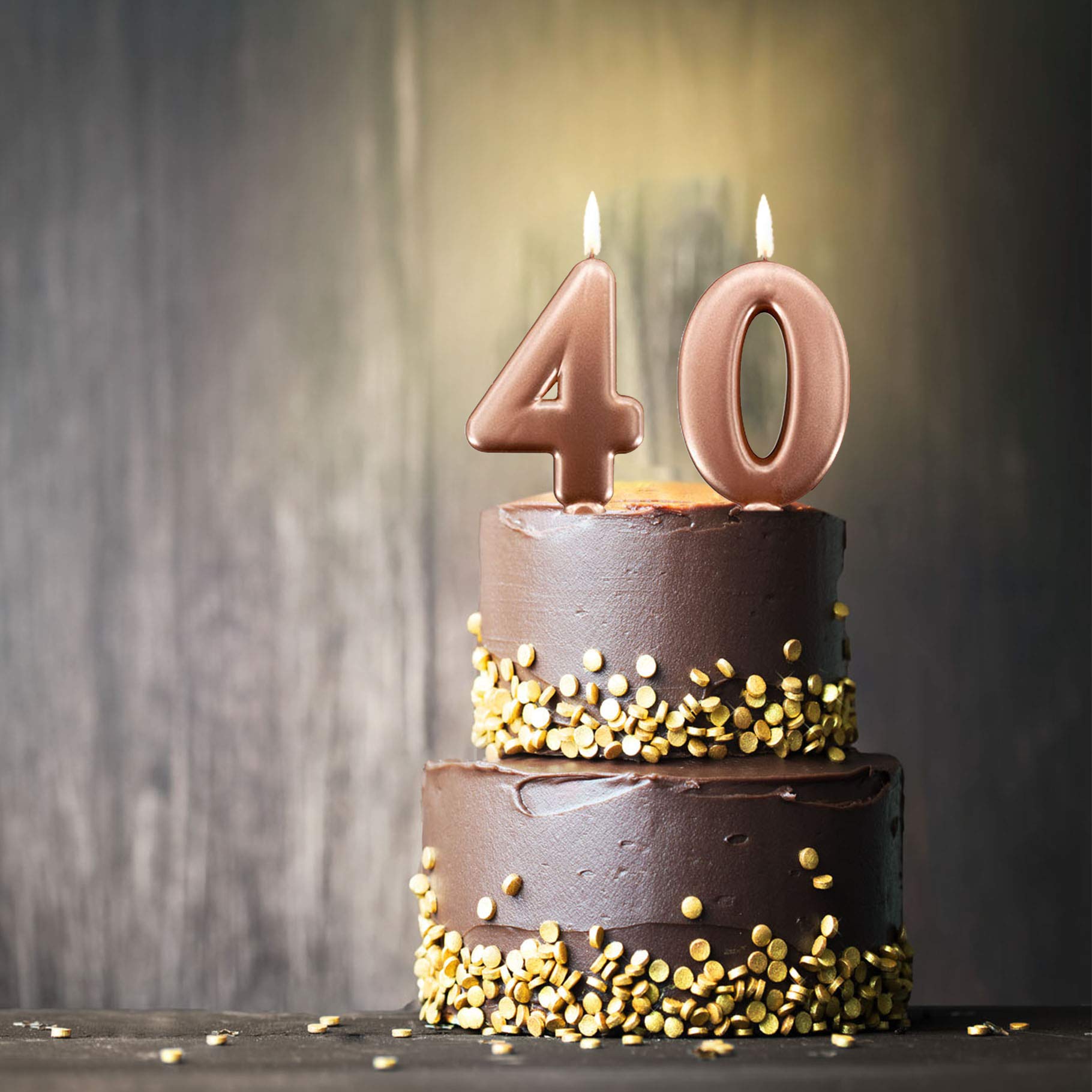 Candele Numeriche Compleanno 40 Oro Rosa Con Corona - Per Torte, Festa Donna, Anniversari - Foto 7