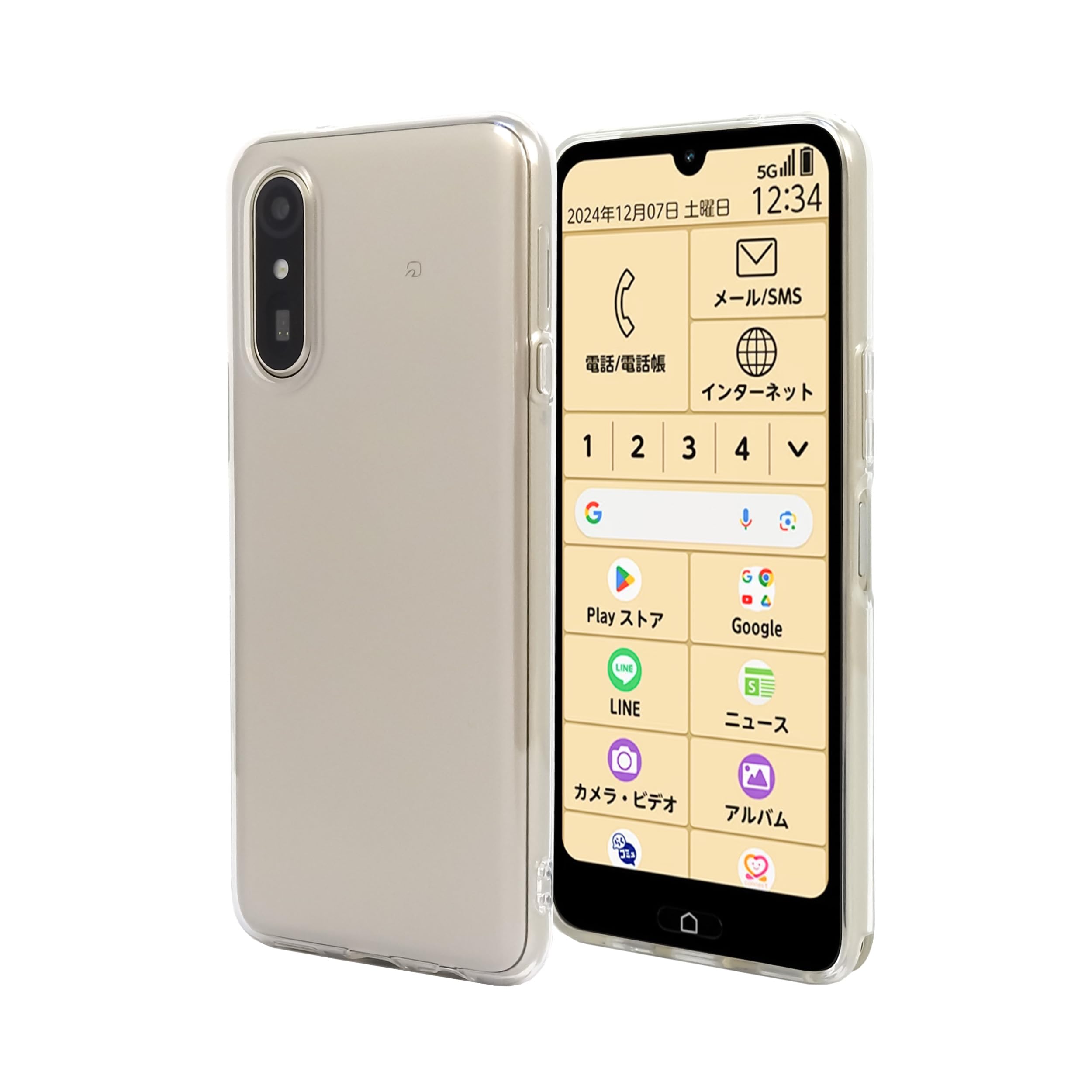 らくらくスマートフォン　Lite MR01 ゴールド クリアケース　保護フィルム 楽天市場】らくらくスマートフォン Lite MR01 スマホ保護ケース