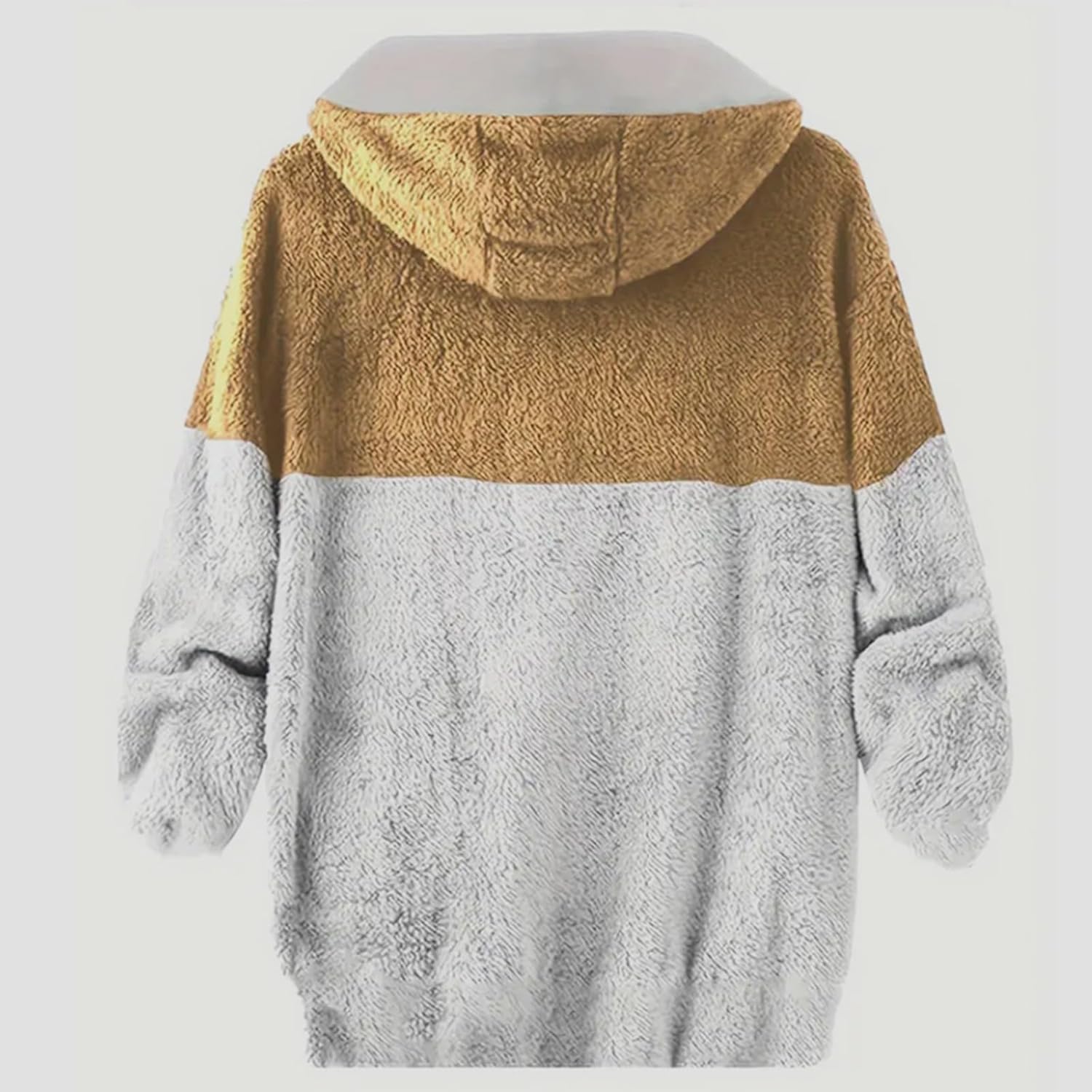 Mens Sherpa Jacket Cozy Colorblock Fleece Lined Long Sleeve Full Zip Up Hoodies Warm Fall Winter Hooded Coat