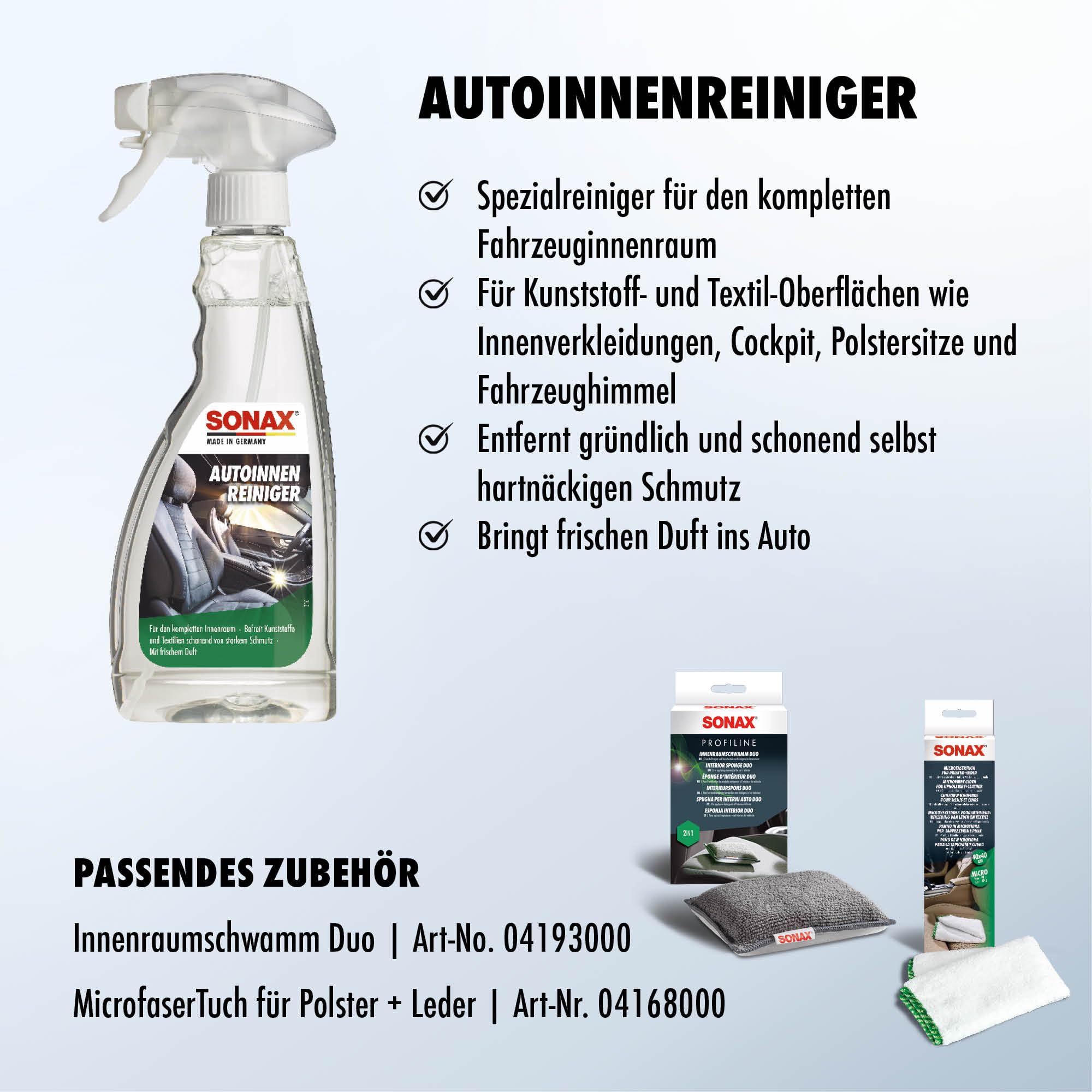 SONAX InnenraumPflegeset | Zur kompletten Reinigung und Pflege des Fahrzeuginnenraums.