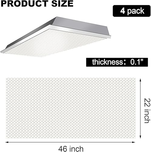 Miniatura 9 de 4 paneles de cubierta de luz fluorescente de repuesto para lámparas de techo de acrílico prismático transparente plano transparente para lámparas de