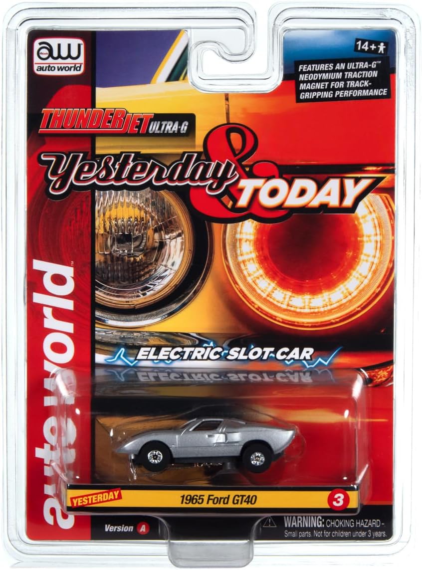 Auto World Thunderjet 1966 Ford GT40 (Orion Silver) HO Scale Slot Car