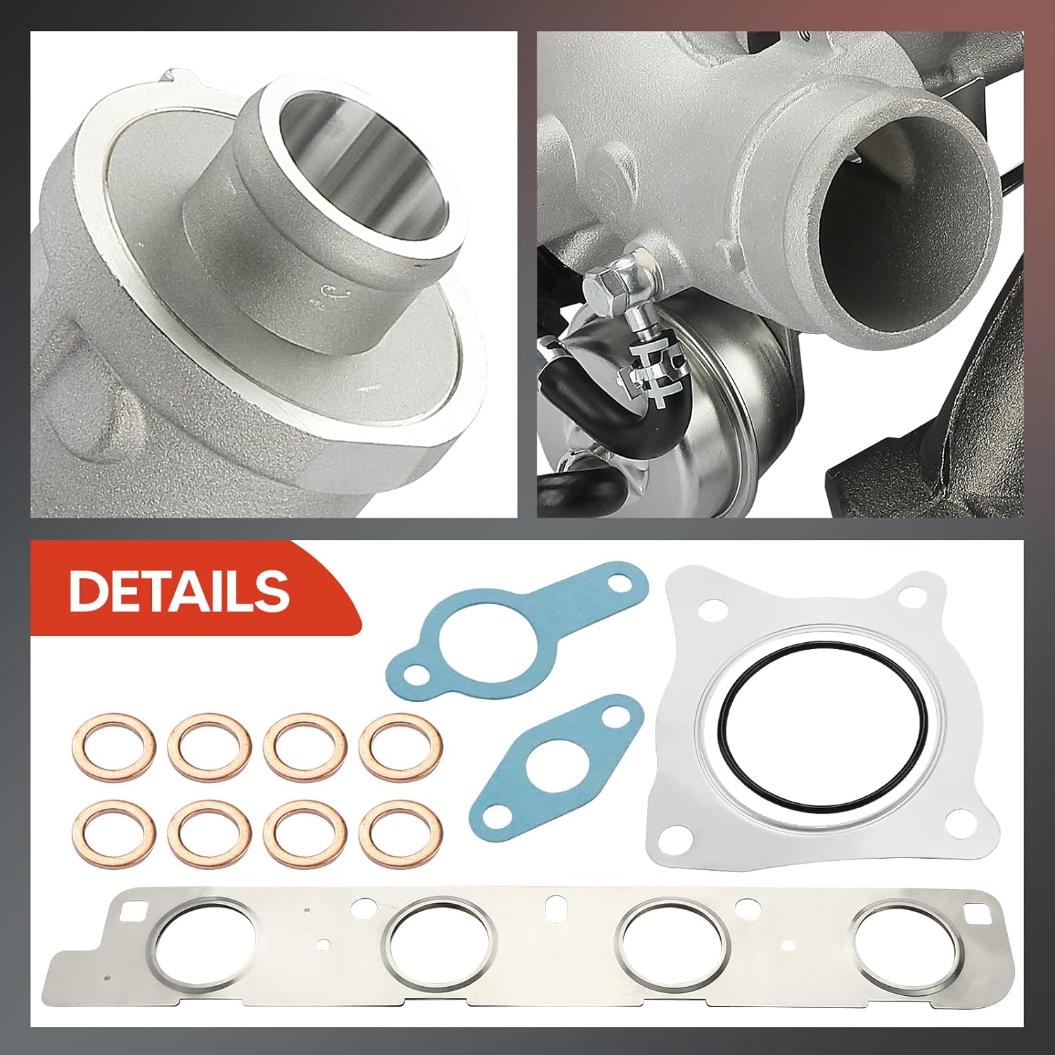 K03 Turbo Turbocharger Kit with Gasket and Wastegate Actuator, Replaces 06H145702S, 06H145702L - Compatible with Audi A4, A4 Quattro, A5, A5 Quattro, A6, A6 Quattro, allroad, Q5, 2.0L, TFSI