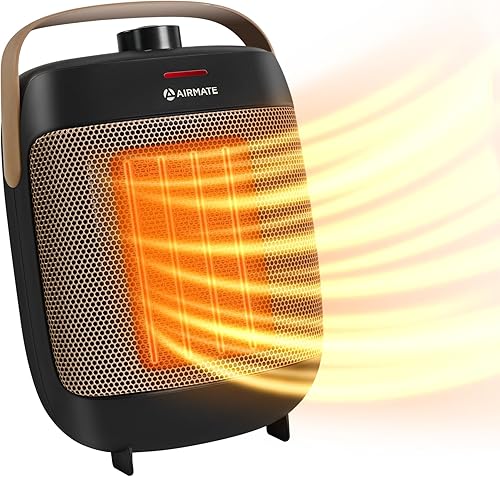 Airmate Calentador de espacio pequeño para uso en interiores, calentadores eléctricos portátiles de escritorio con calentamiento rápido para