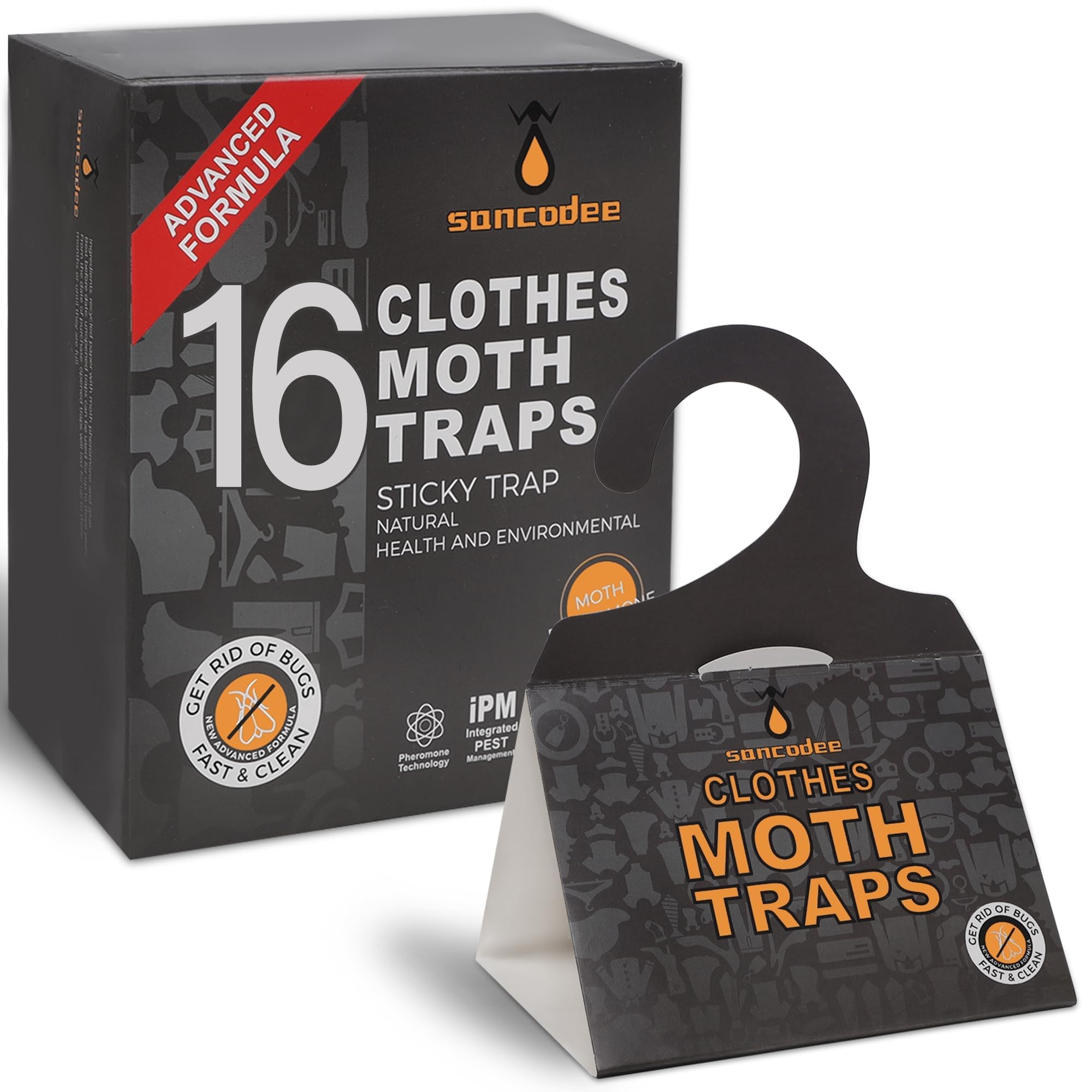Sponsored Ad - Sancodee 16 Pack Clothes Moth Traps with Natural Pheromones, Clothing Moth Hanging Glue Trap, Sticky Boards for Closets Moths