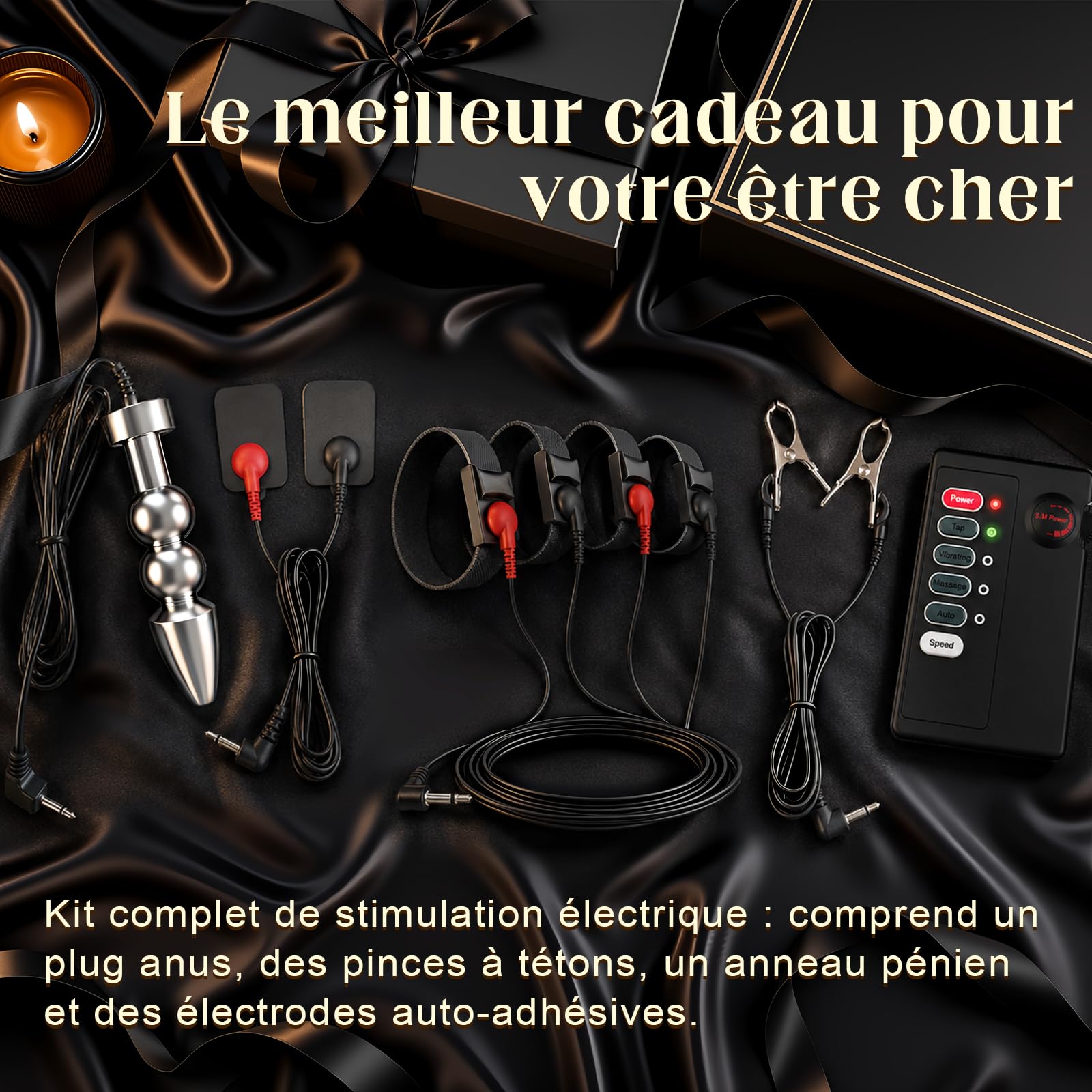 Plug Anal Électrique Pinces à Tétons Extreme Électrode Autocollant Appareil | Bondage Set d'électrostimulation Pour Femme et Homme