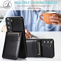 Vista 5 de Asuwish Funda de teléfono para Samsung Galaxy S22 Plus/S22+ con protector de pantalla de vidrio templado y tarjetero para tarjetas de crédito