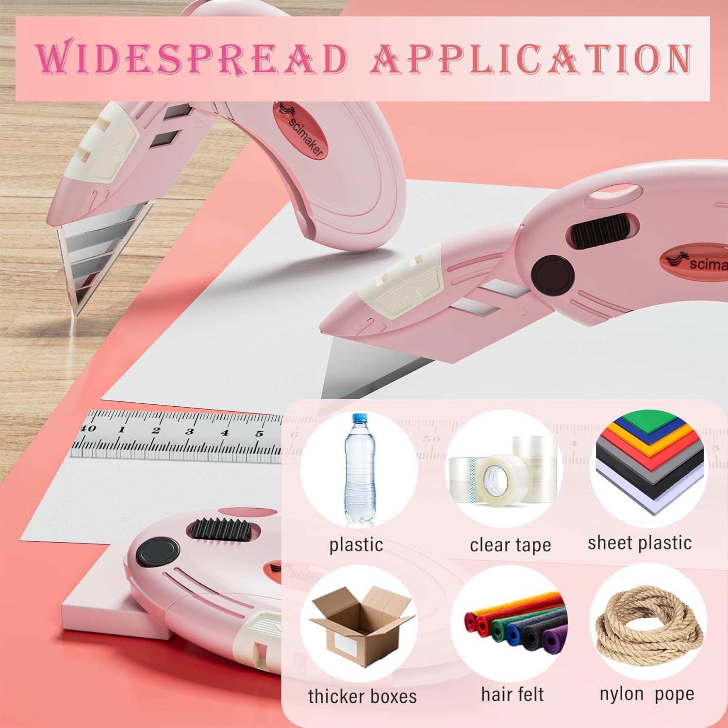 Box Cutters Utility Knife Set Lightweight 4- Pack Folding Razor Knives Back-lock Mechanism with Extra 10 Blades - Pink