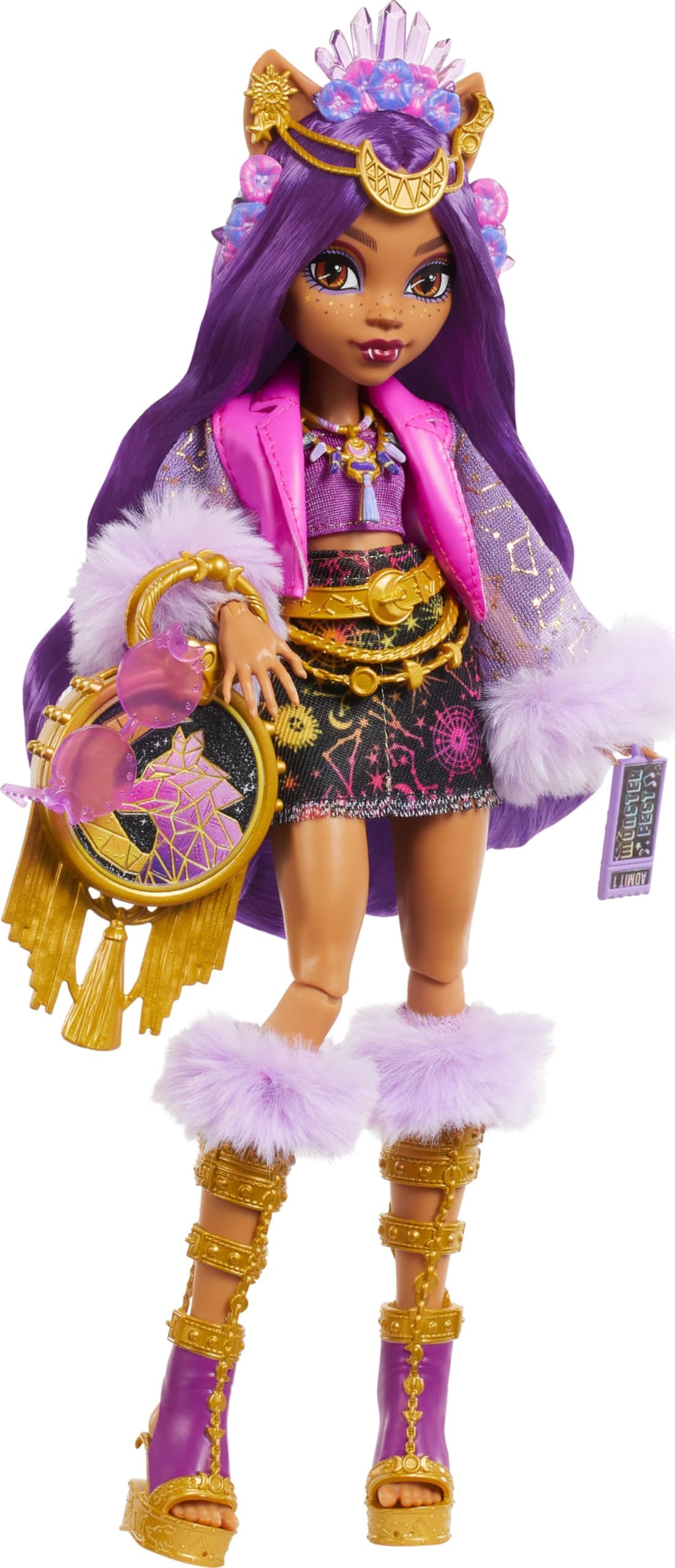 ​Monster High Clawdeen Wolf Doll with Glam Monster Fest Outfit and Festival Themed Accessories like Snacks, Band Poster, Statement Bag and More