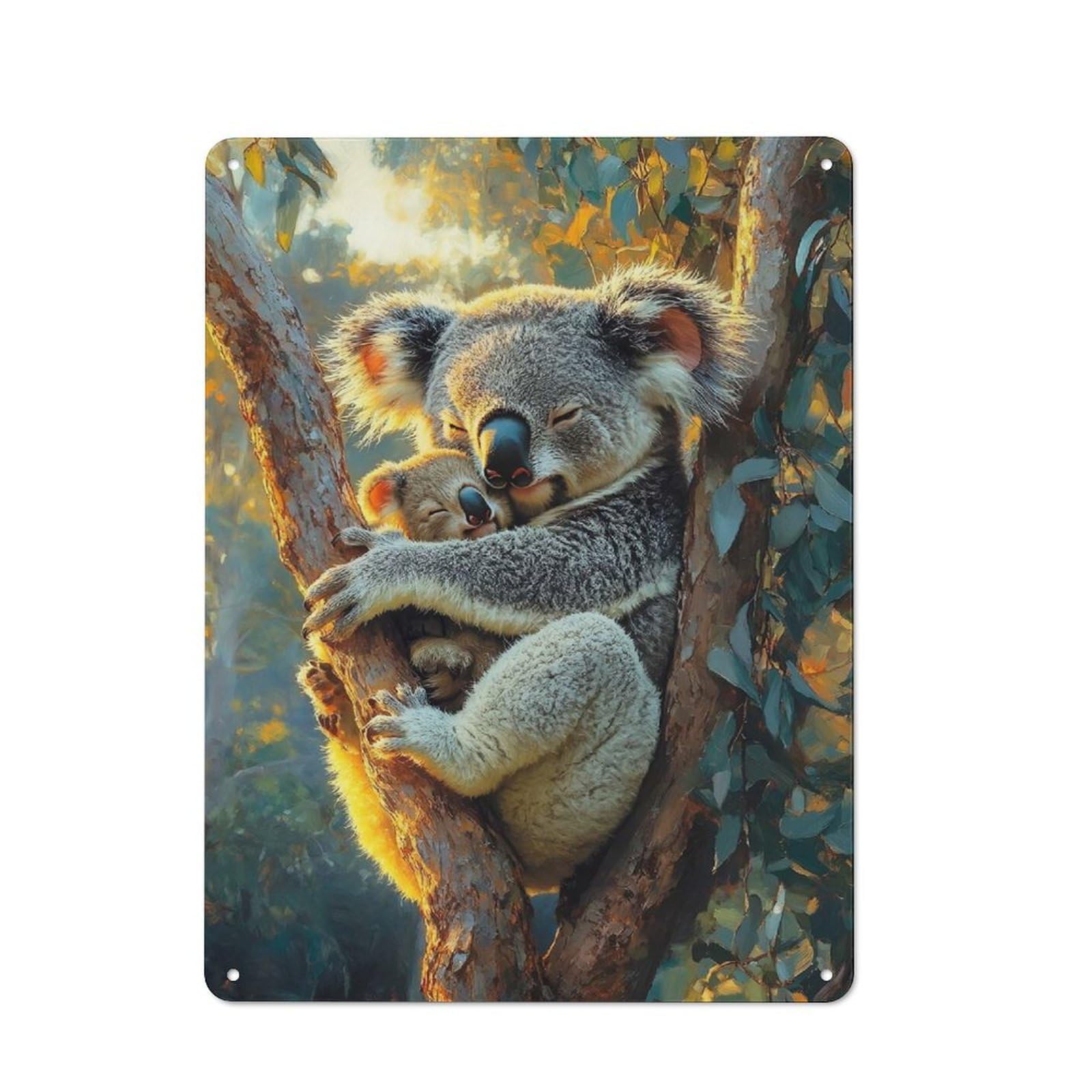 Industrial Koala Mother And Baby in Tree Retro Metal Sign 40x30cm, Shed Wall Plaque for Garage, Workshop, Shed Or Utility Room